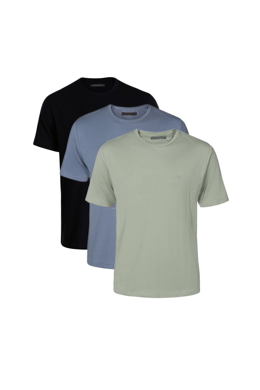 French Connection French Connection Men's 3 Pack Cotton Crew Neck Short Sleeve T-Shirts in Navy