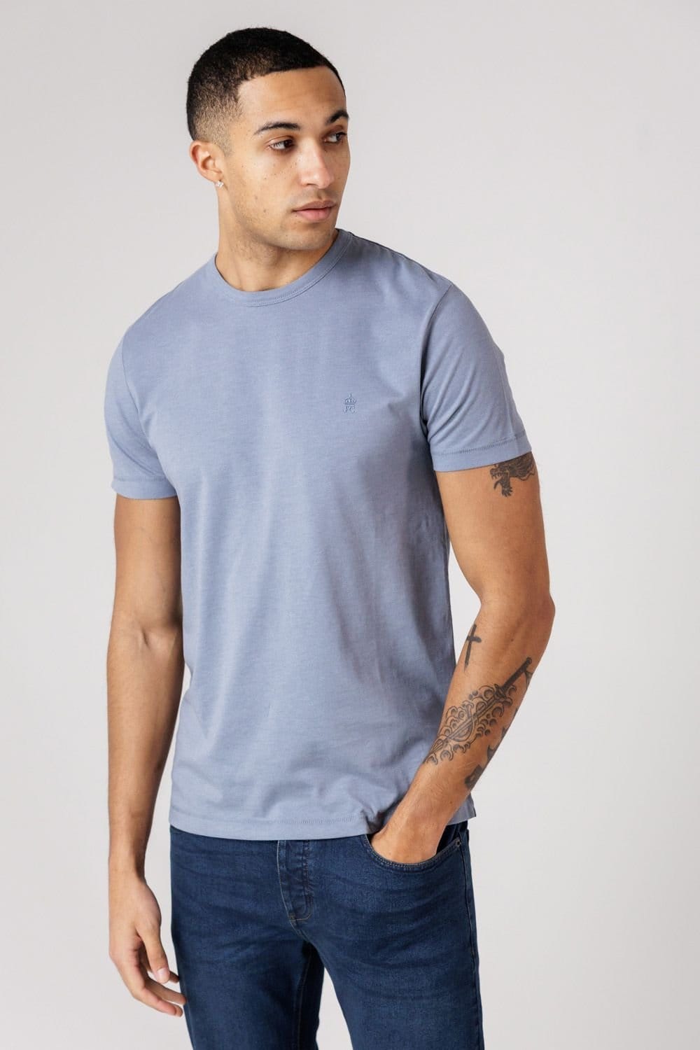 French Connection French Connection Men's 3 Pack Cotton Crew Neck Short Sleeve T-Shirts in Navy - 4