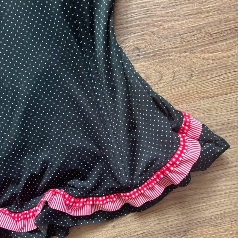 New Look Early 00’s y2k New look Kelly Brook Stretch Polka Dot Frill Ruffle Boned Corset Top