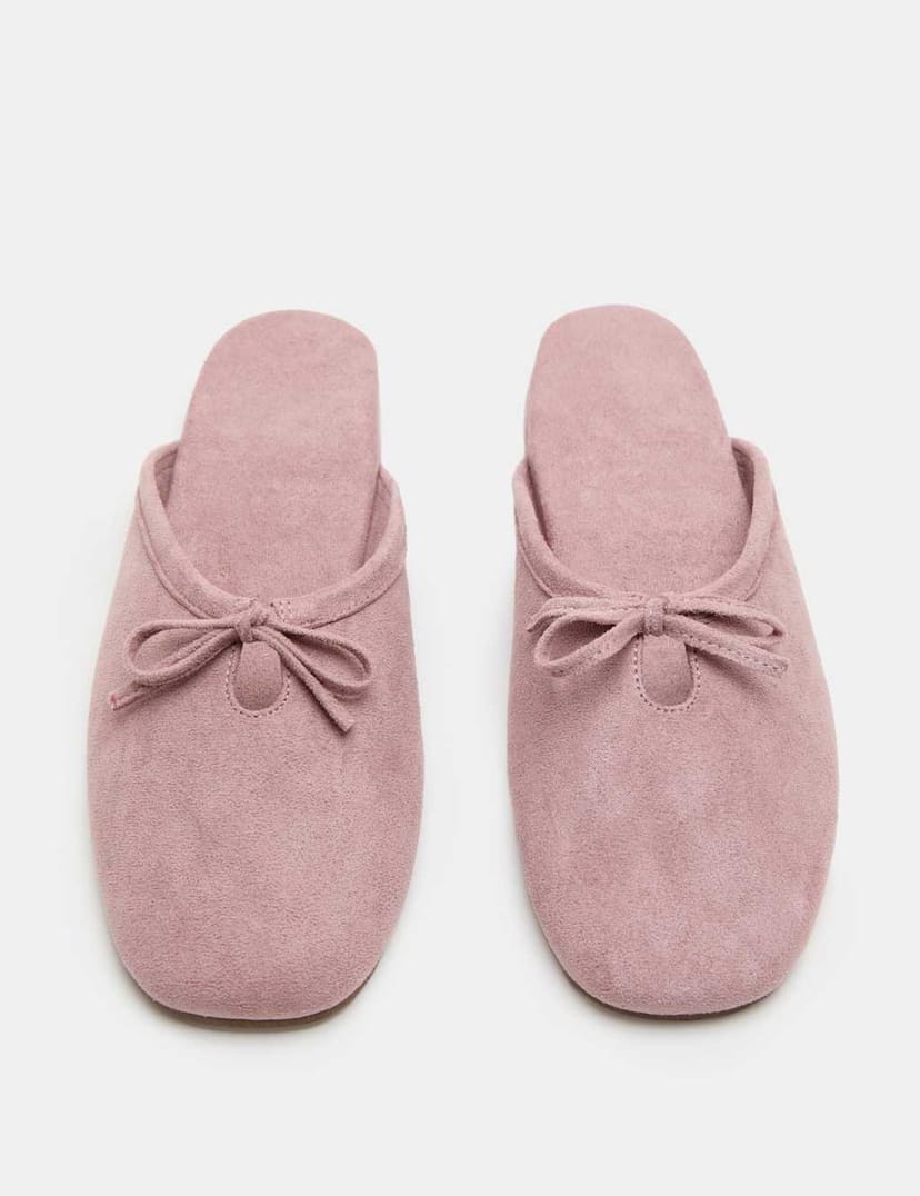 Marks & Spencer M&S Bow Mule Slippers Blush - 1