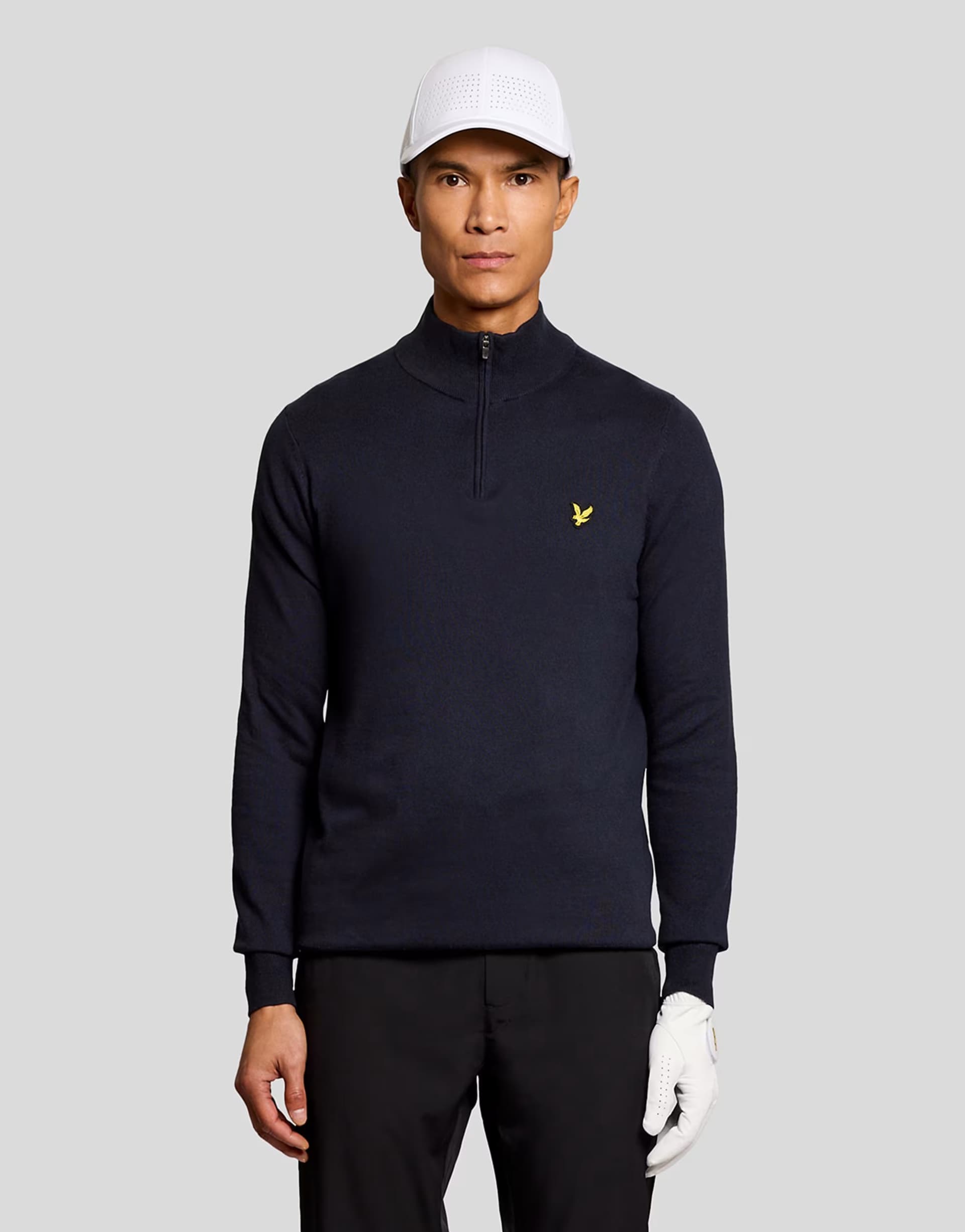ASOS Lyle & Scott Mid knits golf quarter zip jumper in z271 dark navy