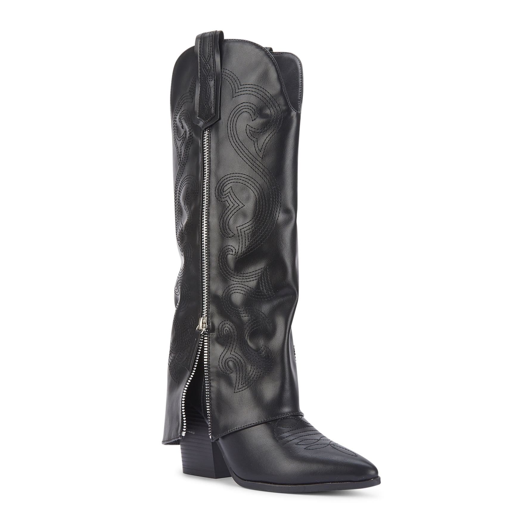 Truffle Collection Truffle Collection Women's Knee Boots Pointed Toe Zip Fastening Polyurethane Block Heel Shoes in Black - 4