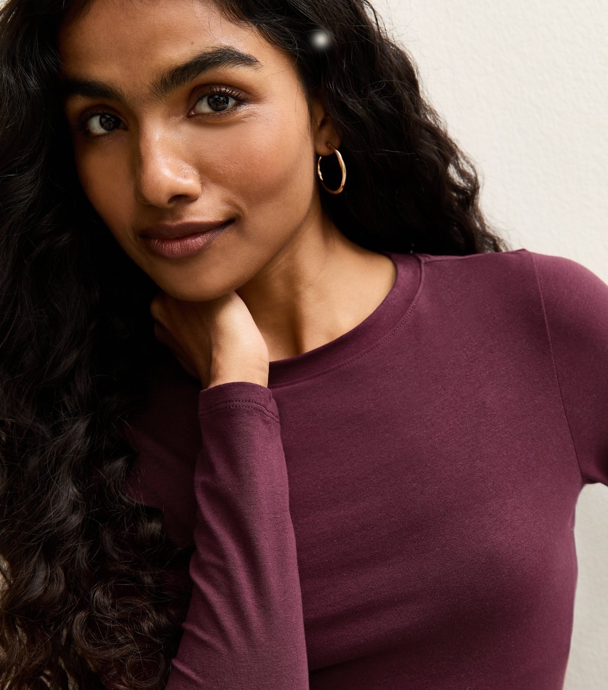 New Look Women's Petite Burgundy Crew Neck Long Sleeve Bodysuit New Look - 3