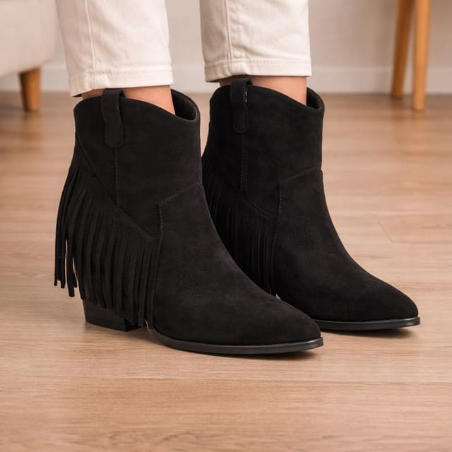 Truffle Collection Truffle Collection Women's Calf Boots Pointed Toe Slip On Microfibre Block Heel Shoes in Black - 2