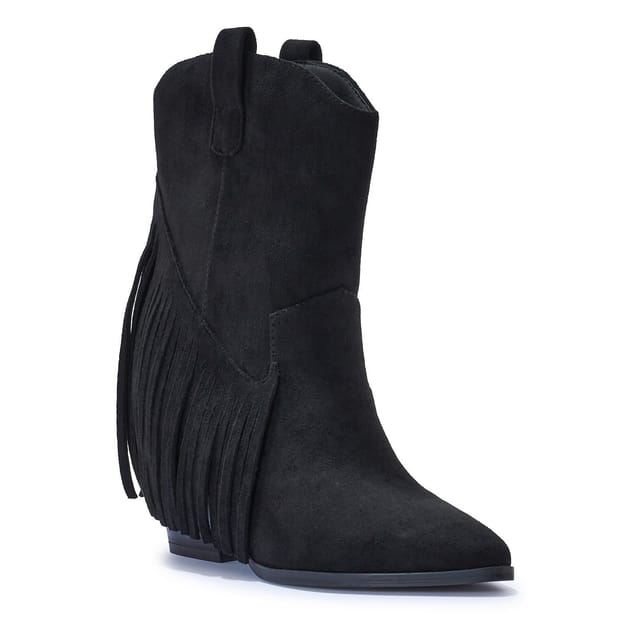 Truffle Collection Truffle Collection Women's Calf Boots Pointed Toe Slip On Microfibre Block Heel Shoes in Black - 3