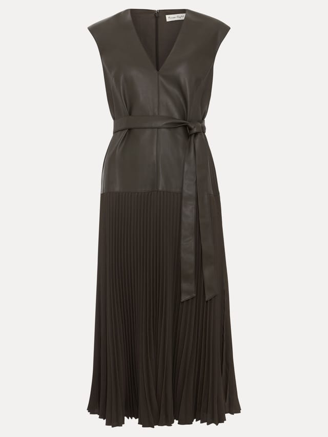 Phase Eight Phase Eight Women's Aria Dropped Waist Pleat Skirt Dress in Dark Olive - 2