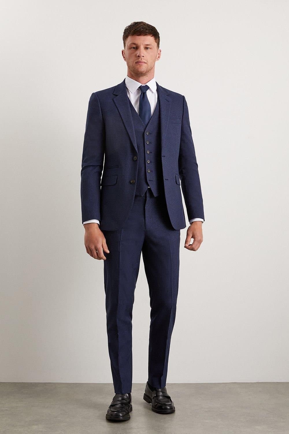 Burton Burton Men's Navy Marl Slim Fit Suit Jacket