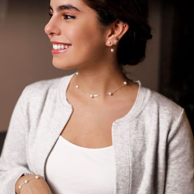 Gold Trip Gold Trip Women's Pearl Satellite Necklace in Silver - 2