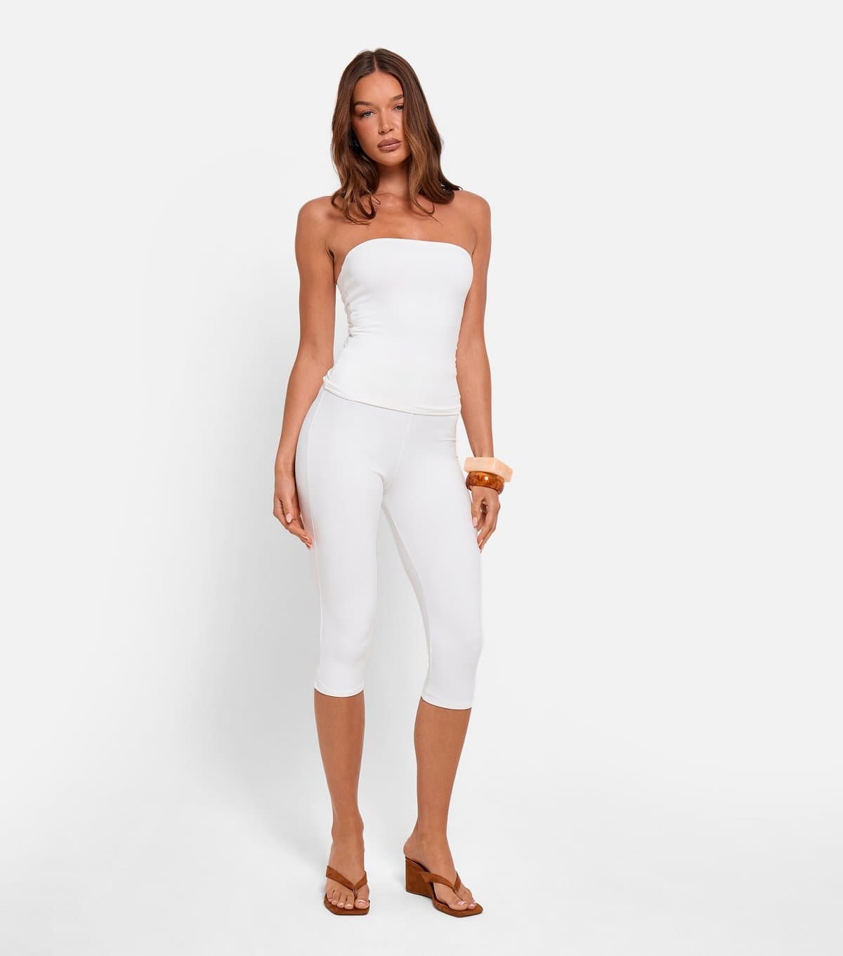 Public Desire Women's White High Waist Capri Trousers Public Desire New Look