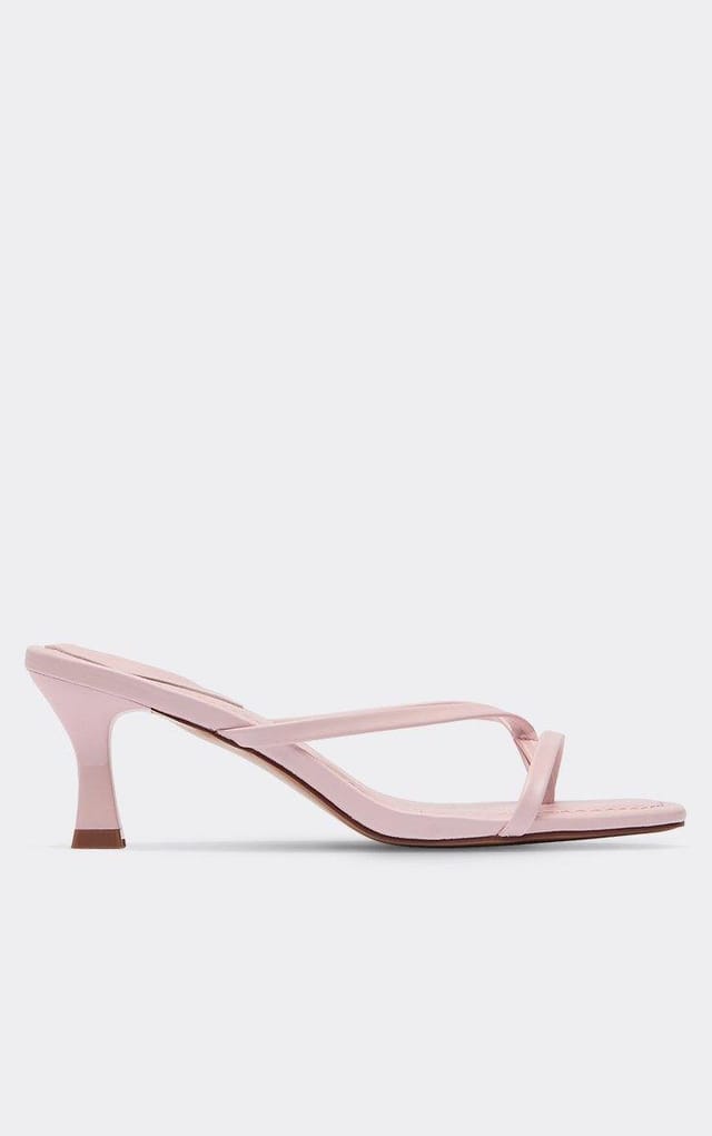 EGO Sander Strappy Low Heeled Mule In Pink Faux Leather, Women's Size UK 3 - 2