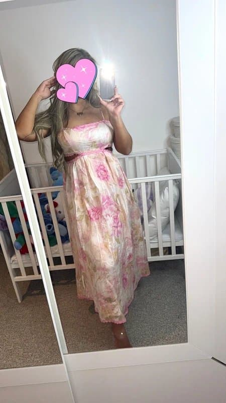 New Look Pink floral print cut out maxi dress