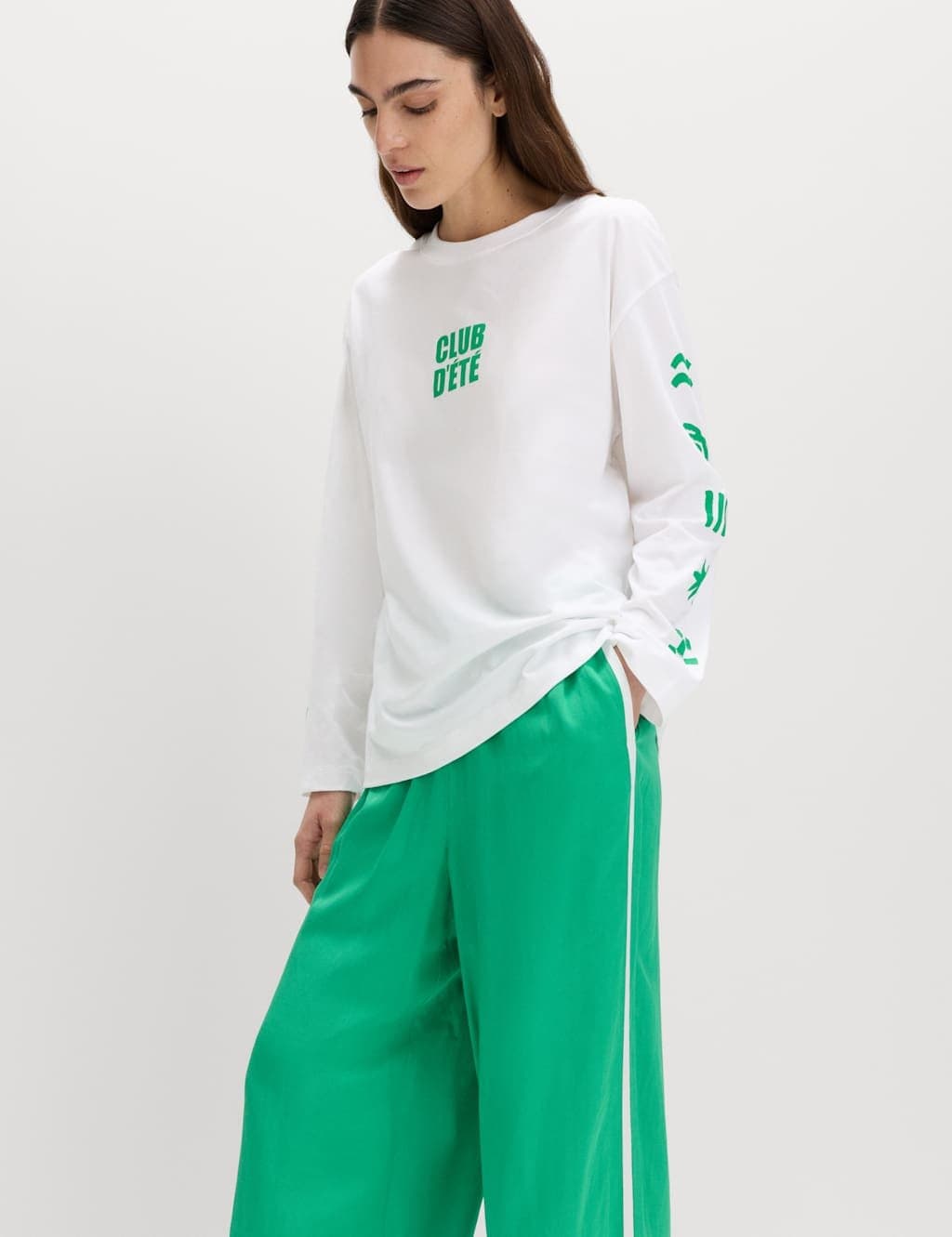 Marks & Spencer M&S Pure Cotton Graphic Oversized T-Shirt Soft White