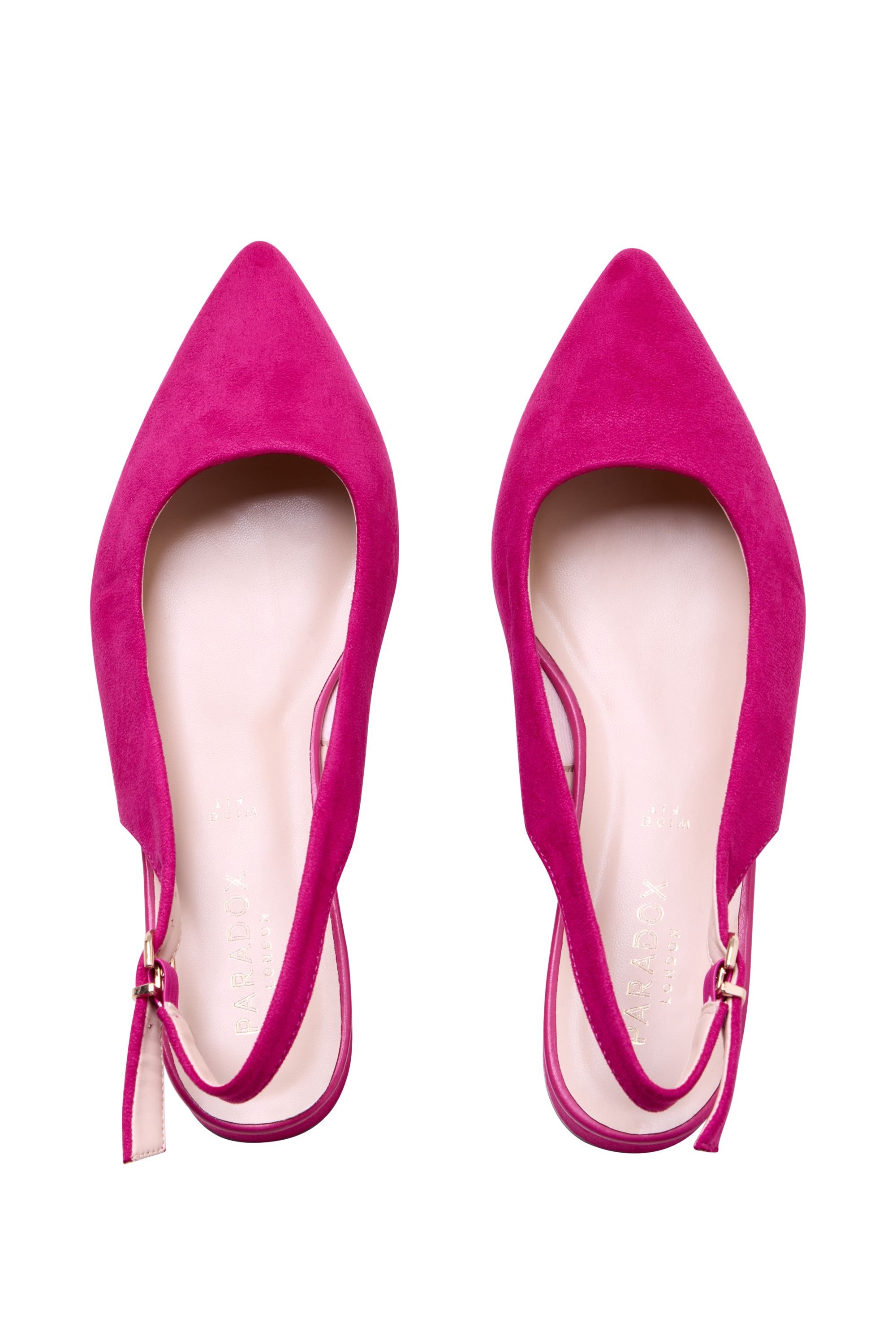 Paradox London Paradox London Women's 'Fiorenza' Wide Fit Low Block Heel Sling Backs in Fuchsia - 3