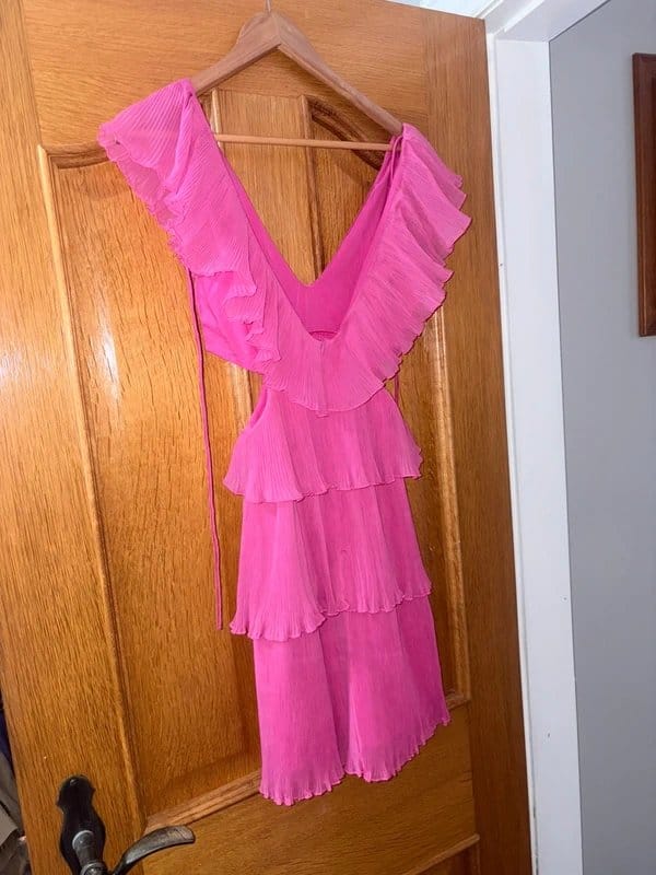 ASOS Pink Tiered Ruffle Mini Dress