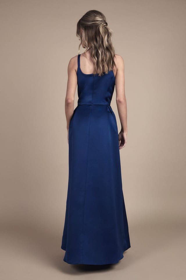 Coast Coast Women's Teen Structured Satin Full Skirted Bridesmaid Dress in Navy - 3