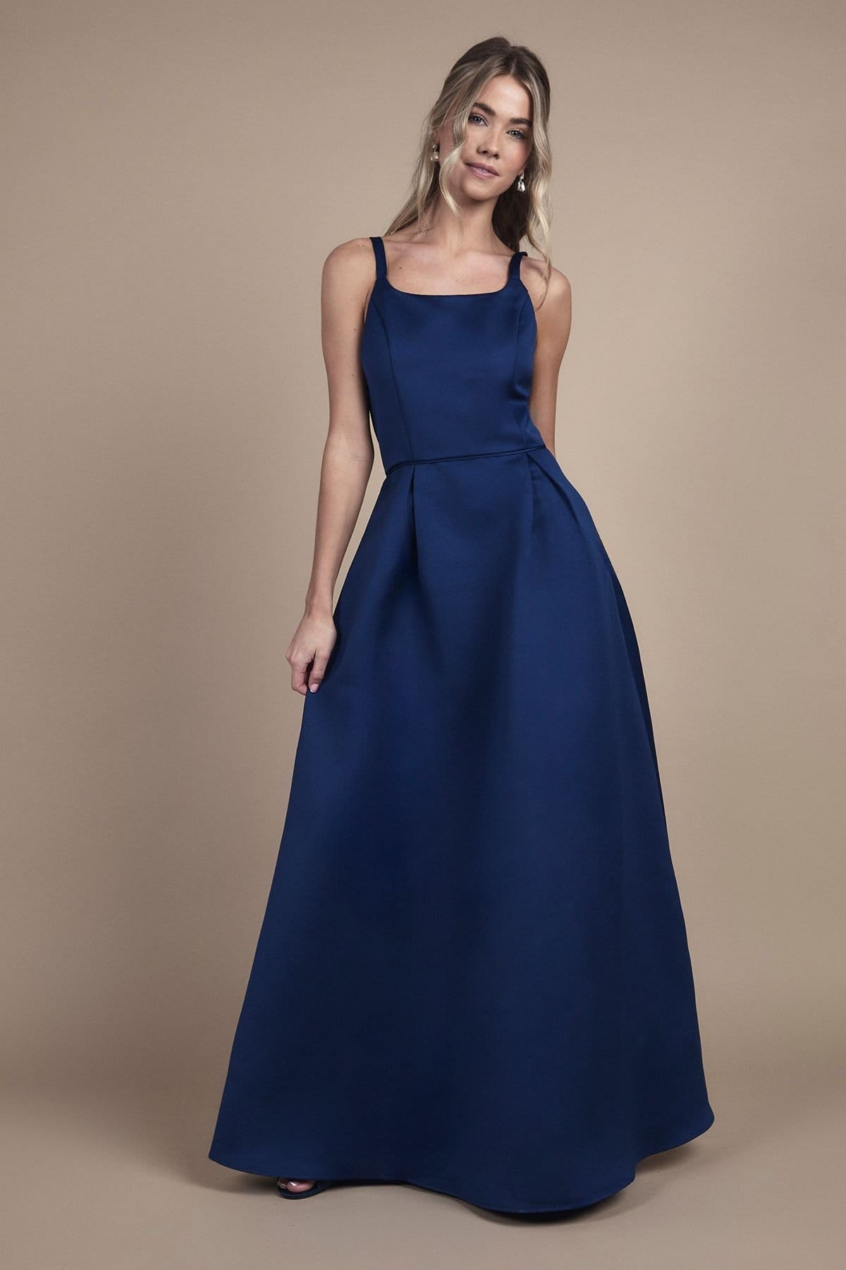 Coast Coast Women's Teen Structured Satin Full Skirted Bridesmaid Dress in Navy - 4