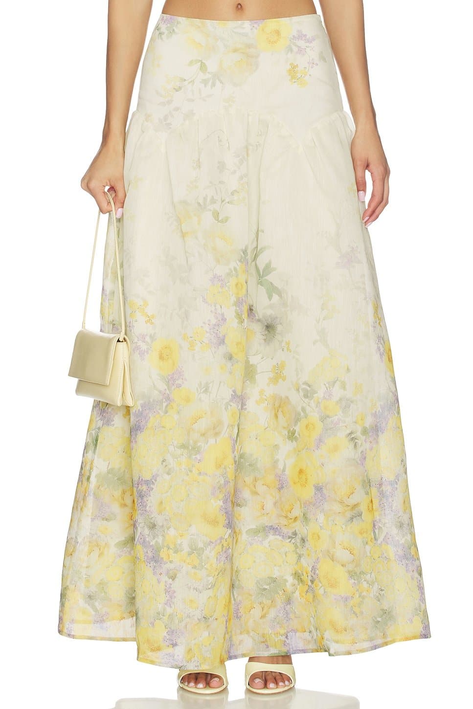 revolve Revolve Yellow Floral Print Maxi Skirt