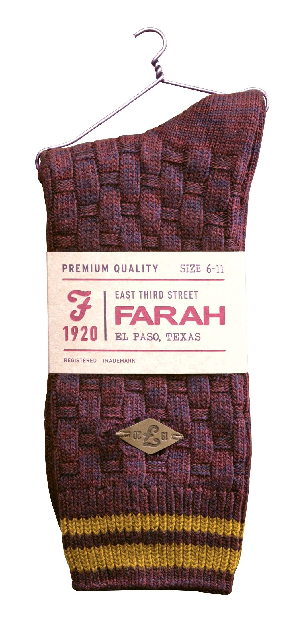 Farah FARAH Men's 2 Pack Thick Cotton Chunky Knitted formal Boot Socks in Burgundy - 2