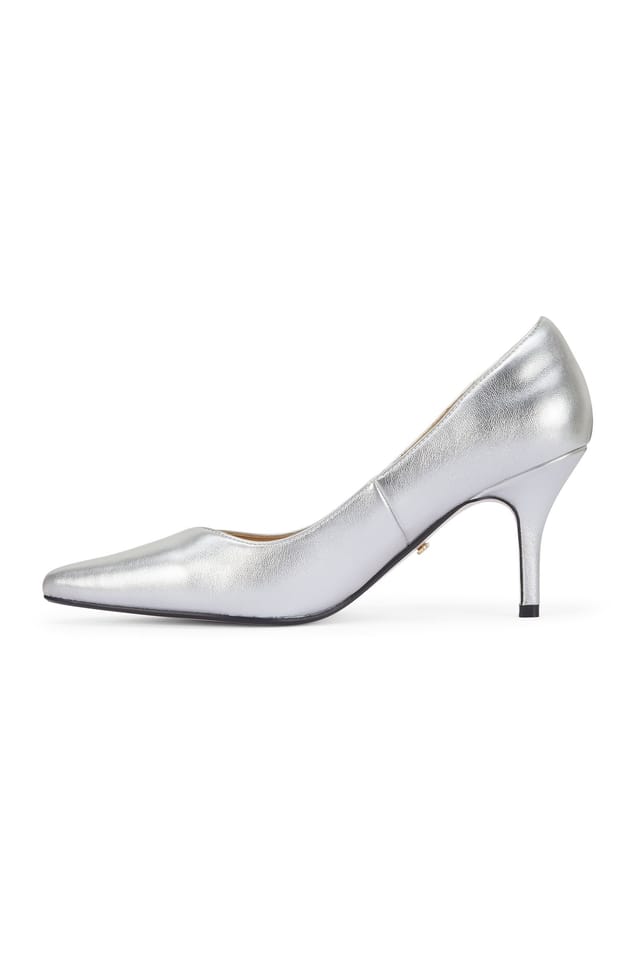 MALOW LONDON MALOW LONDON Women's Olivia Court Shoes PU/Patent Pointed Toe Stiletto Slip On Heels in Silver - 3