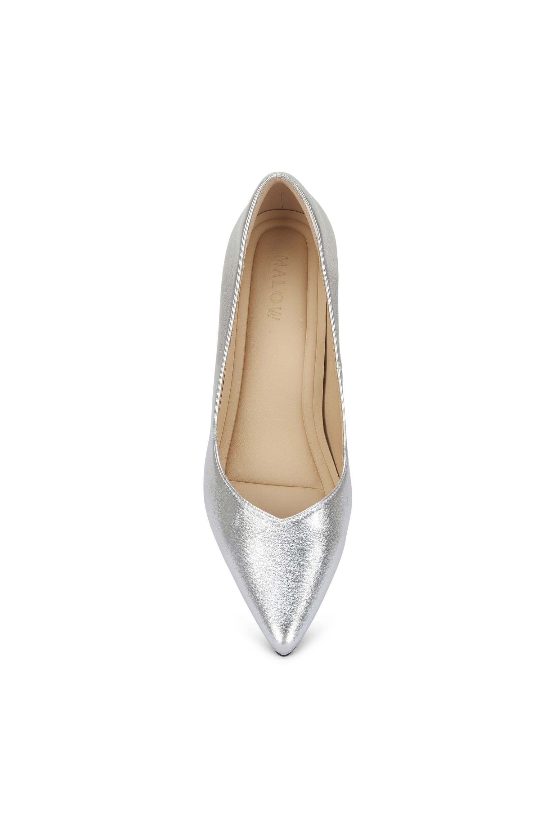MALOW LONDON MALOW LONDON Women's Olivia Court Shoes PU/Patent Pointed Toe Stiletto Slip On Heels in Silver - 4