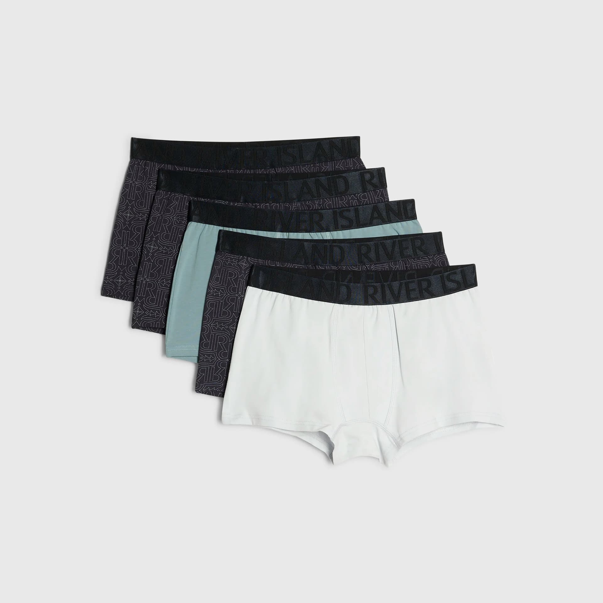 River Island Mens River Island Navy Monogram Print Pack Of 5 Trunks
