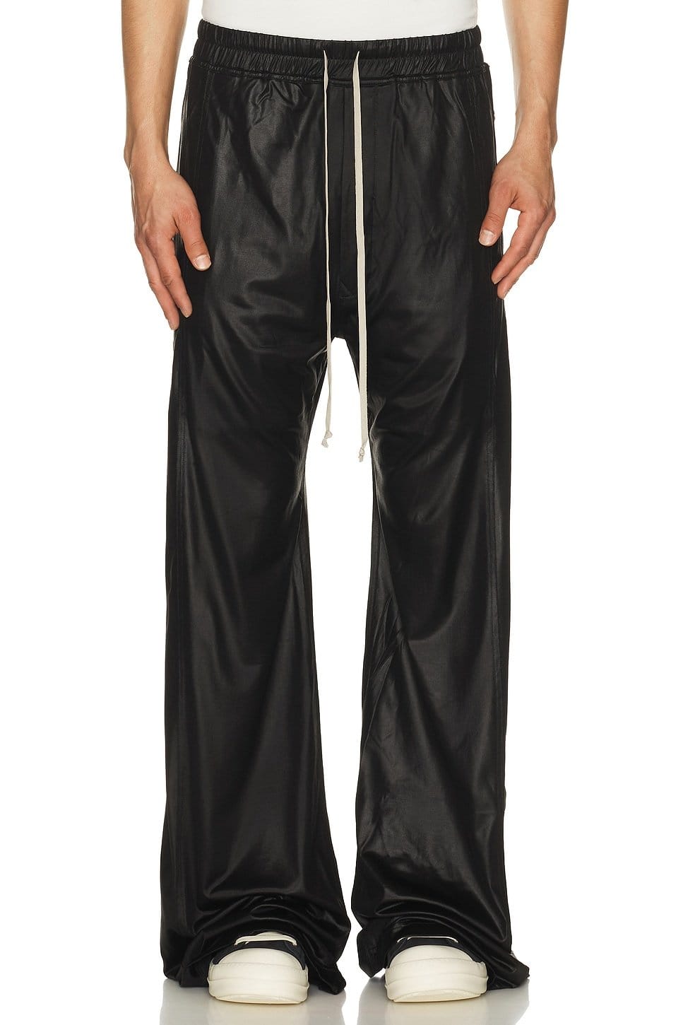 Revolve Black Satin Wide Pusher Pants by Rick Owens