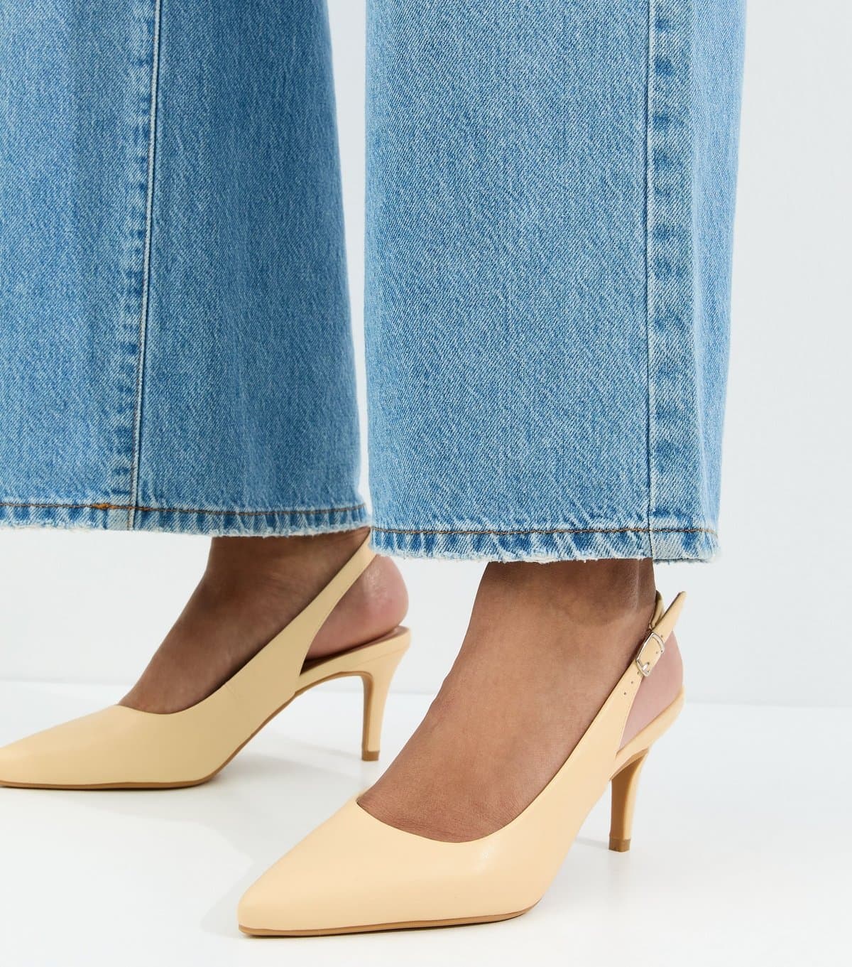 New Look New Look Light Yellow Faux Leather Slingback Heels