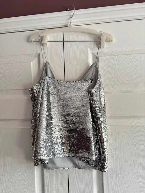 ASOS ASOS silver sequin vest top