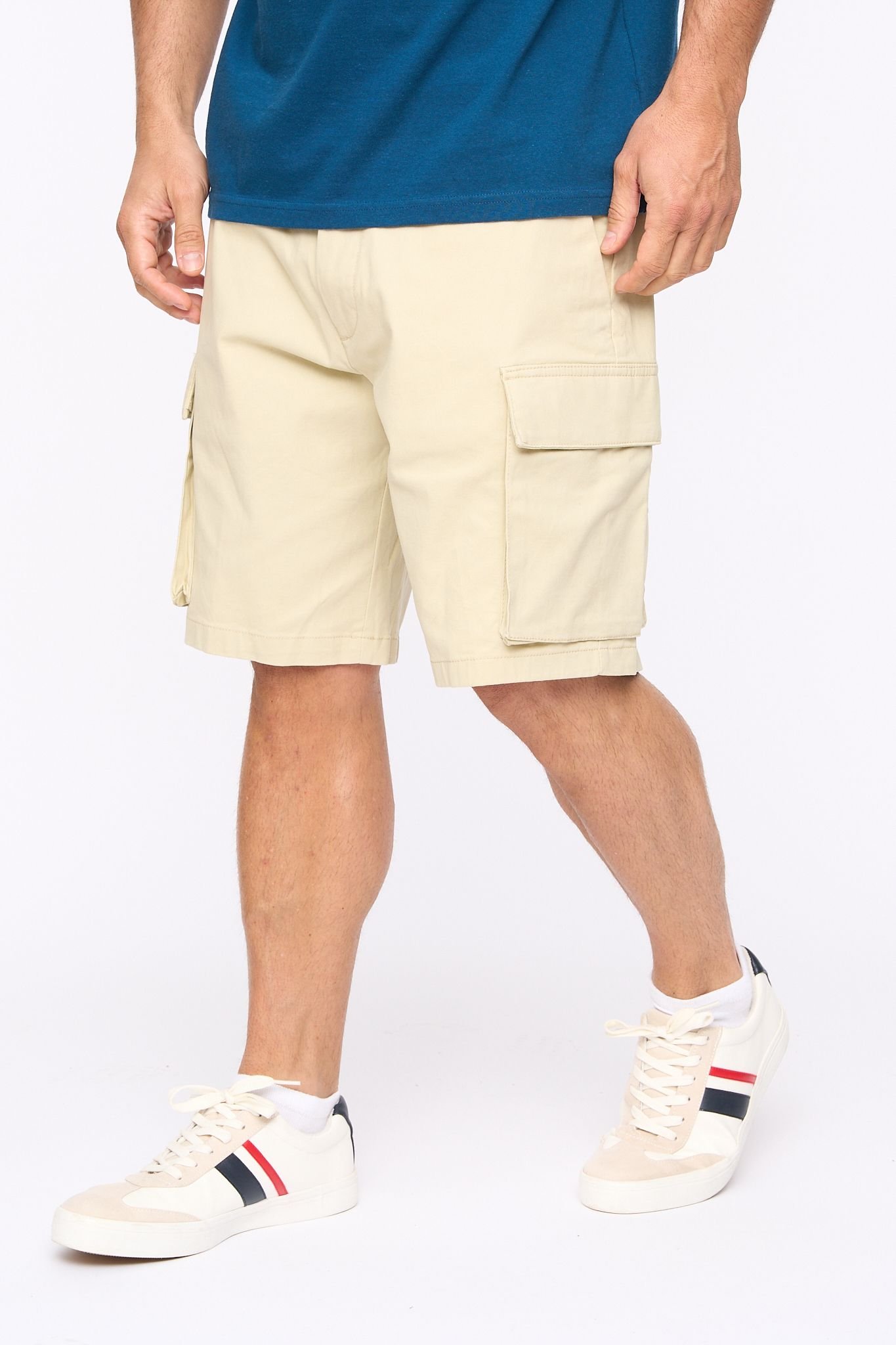 Bewley&Ritch Bewley&Ritch Men's Seaford Cotton Stretch Regular Fit Multi-Pocket Cargo Shorts in Light Stone - 4