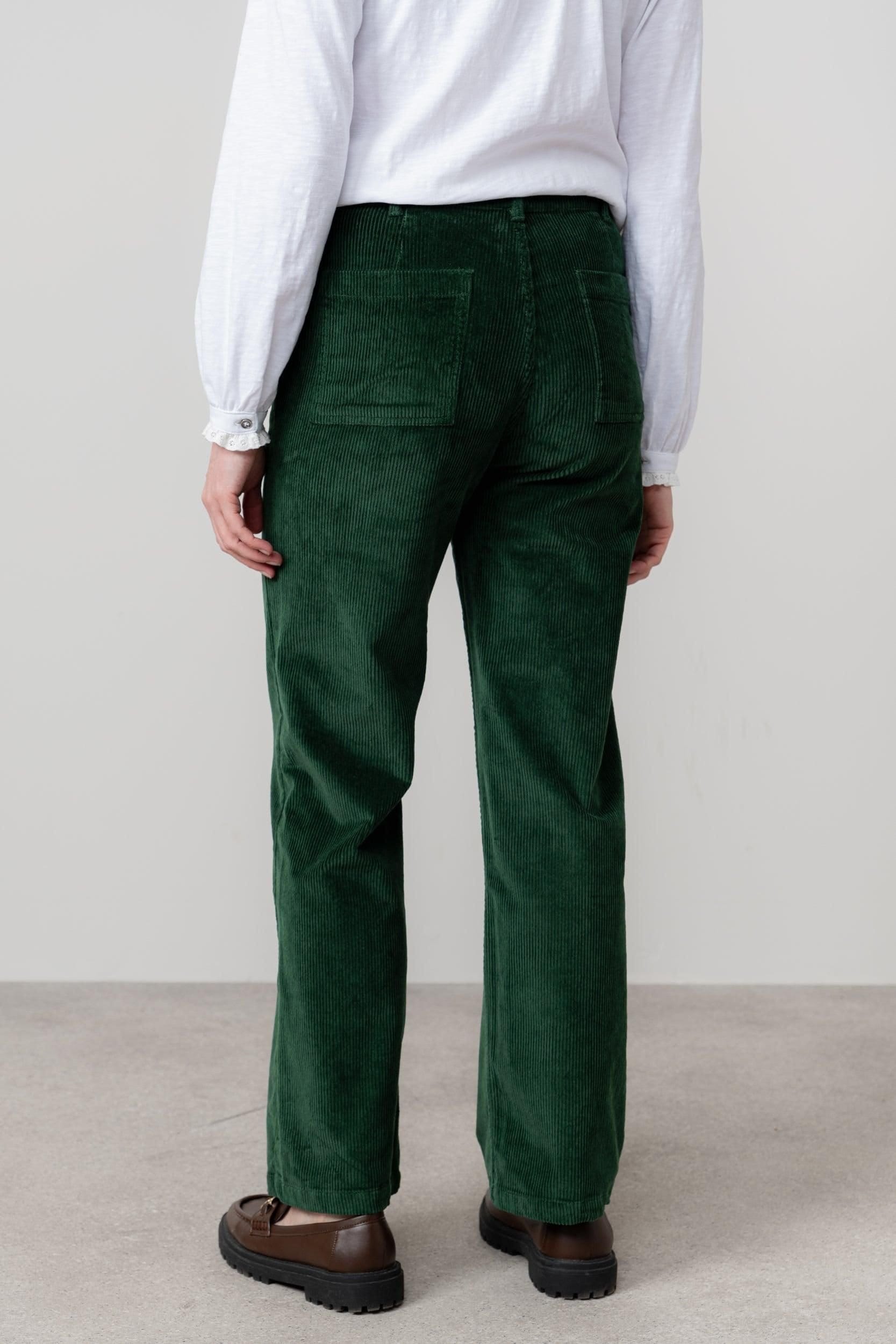 Lily & Me Lily & Me Women's Strachan Stretch Jumbo Cord Wide Leg Trousers in Dark Green - 4
