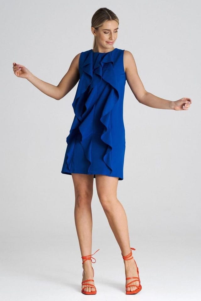 Love Lace Love Lace Women's Sleeveless Trapeze Cocktail Dress with Ruffles in Blue - 2