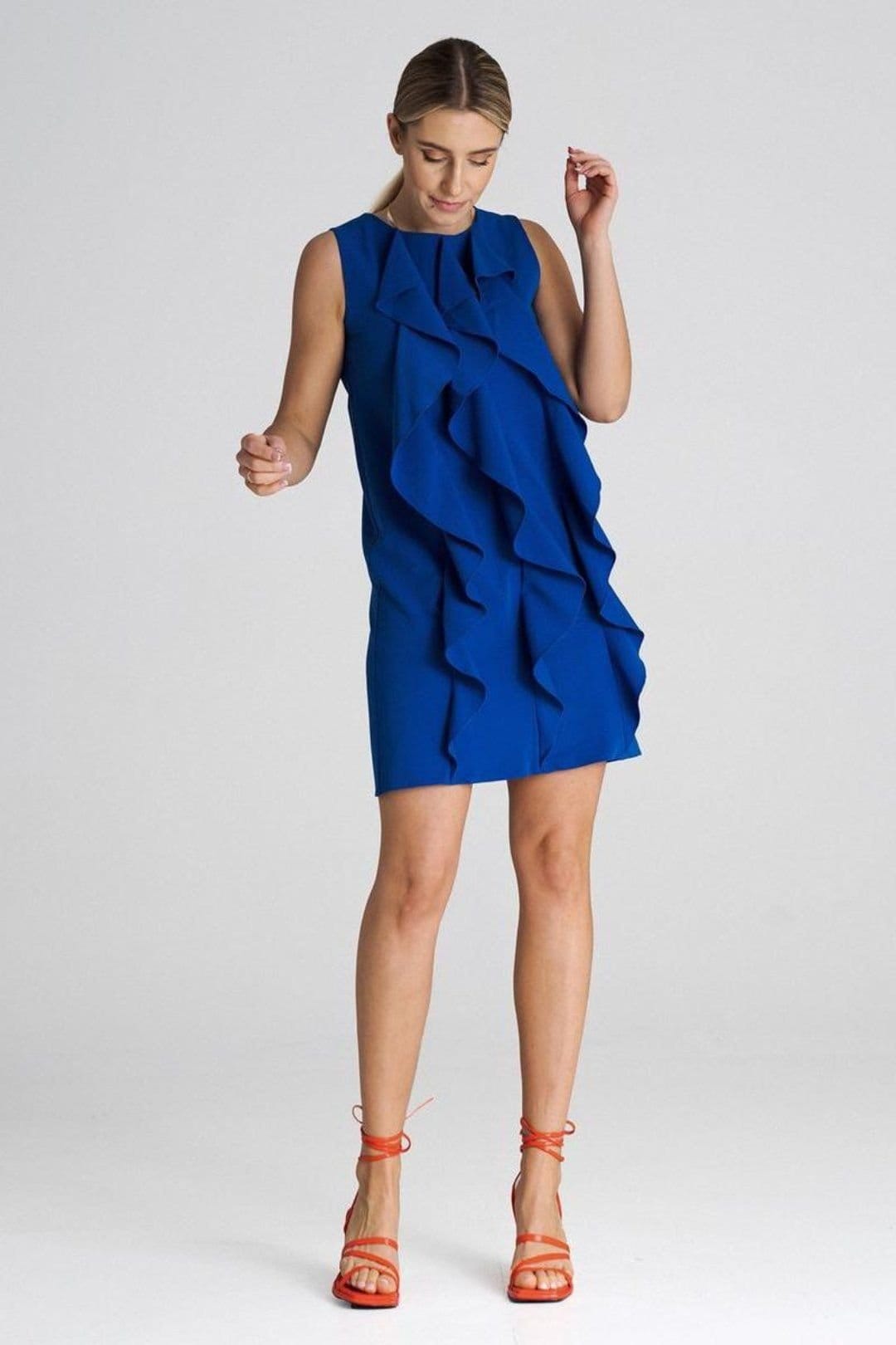Love Lace Love Lace Women's Sleeveless Trapeze Cocktail Dress with Ruffles in Blue - 4