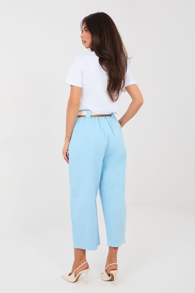 Love Lace Love Lace Women's High Waist Pleated Wide Leg Cotton Jeans in Blue - 3