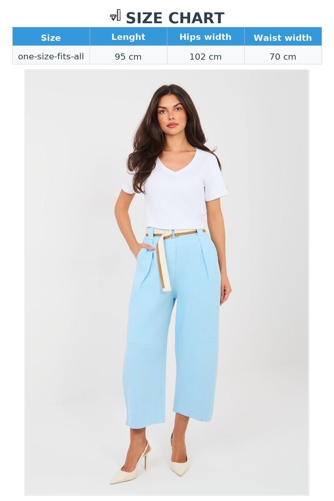 Love Lace Love Lace Women's High Waist Pleated Wide Leg Cotton Jeans in Blue - 4