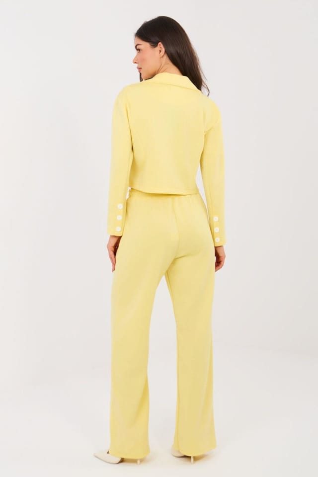 Love Lace Love Lace Women's Butter Soft Blazer & High Waist Trouser Set in Yellow - 2