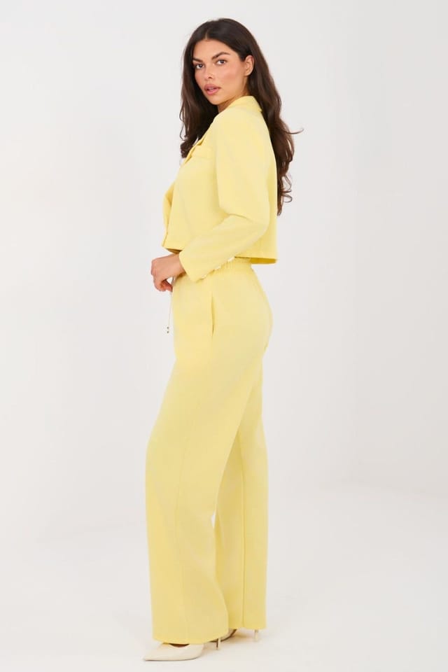 Love Lace Love Lace Women's Butter Soft Blazer & High Waist Trouser Set in Yellow - 3