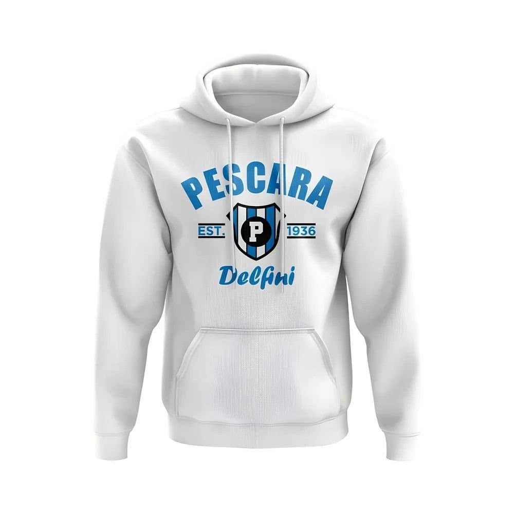 Pescara Pescara Men's Personalised Established Football Hoody in White