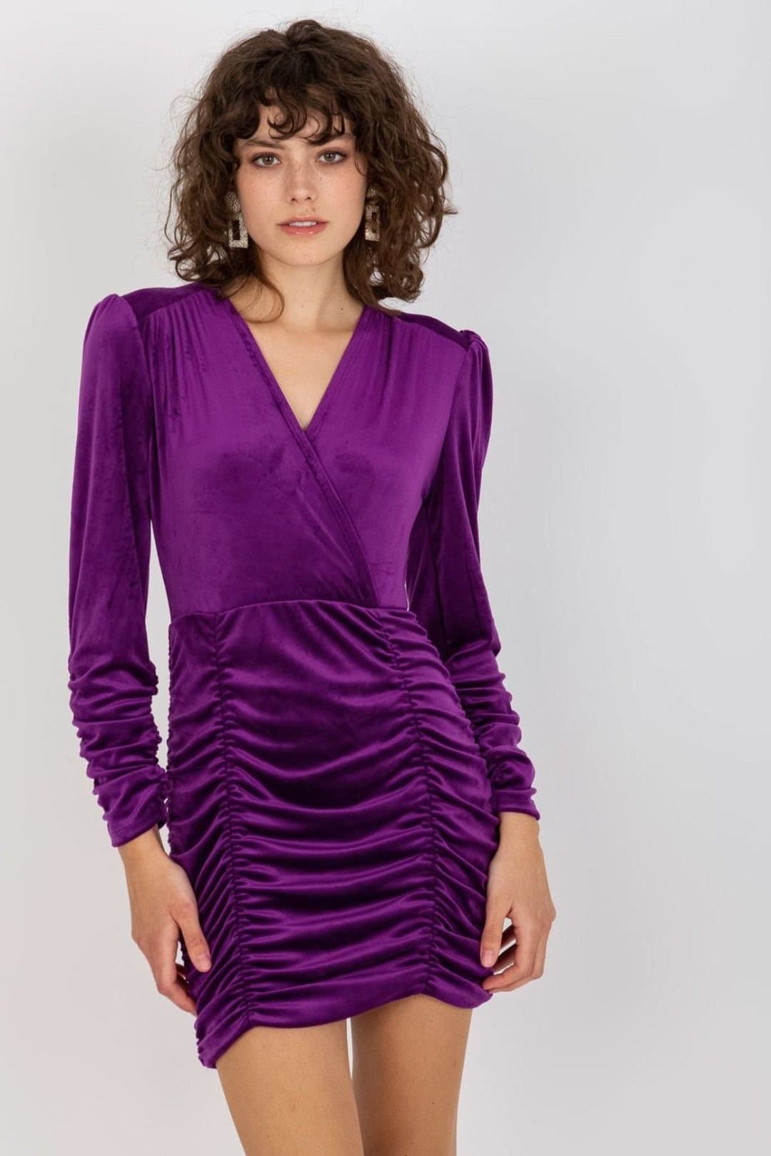 Love Lace Love Lace Women's Velour Evening Dress with Decorative Creases in Violet