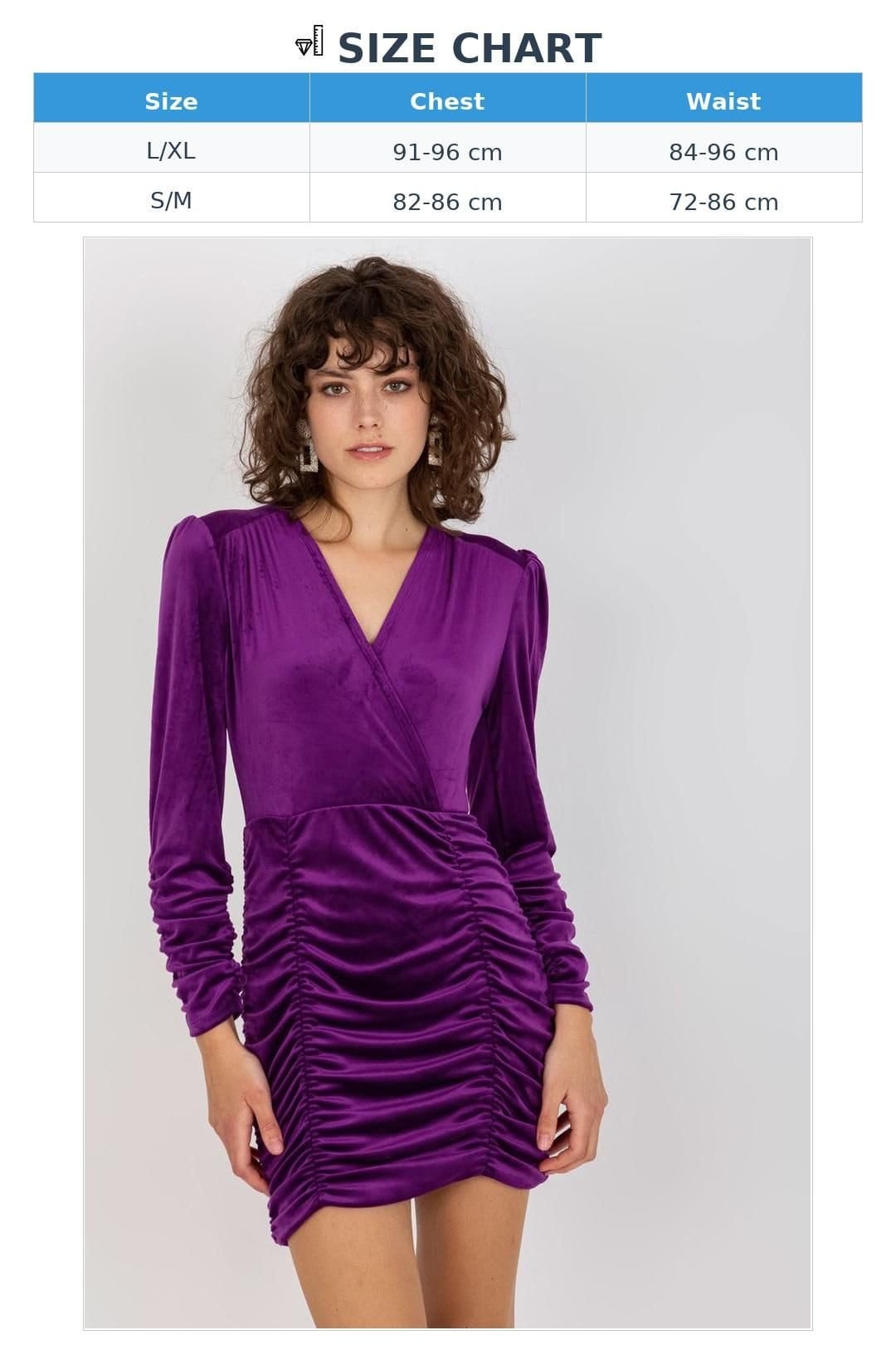 Love Lace Love Lace Women's Velour Evening Dress with Decorative Creases in Violet - 4