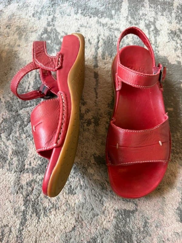 Clarks Clarks deep red leather sandals. Size 5.5 d. Barely worn.