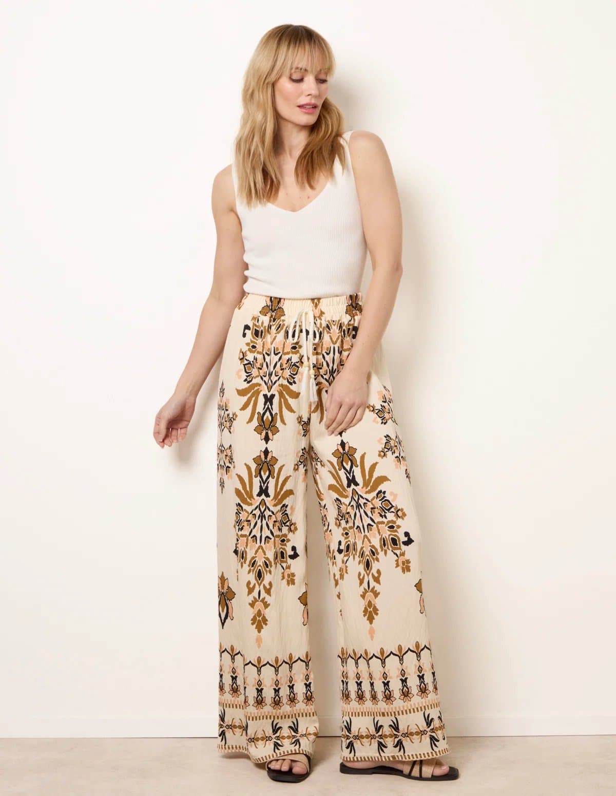Blue Vanilla Drawstring Waist Wide Leg Pants