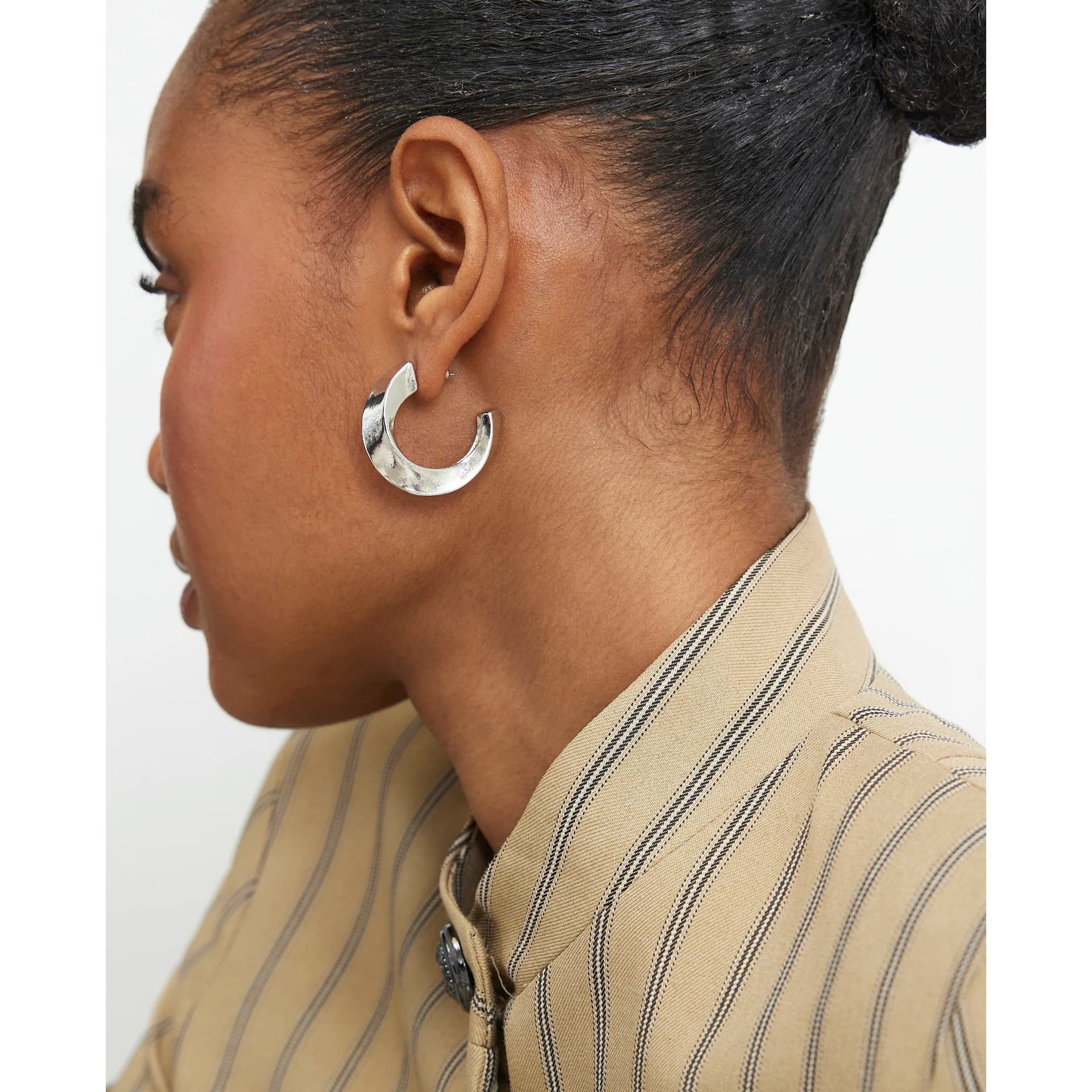 River Island River Island Womens Silver Chunky Twist Hoop Earrings