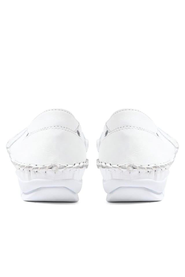 Pavers Pavers Women's Leather Slip-On Shoes in White - 3