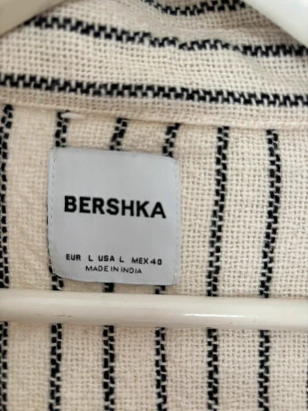 Bershka Berskha men’s cotton stripe textured shirt uk L