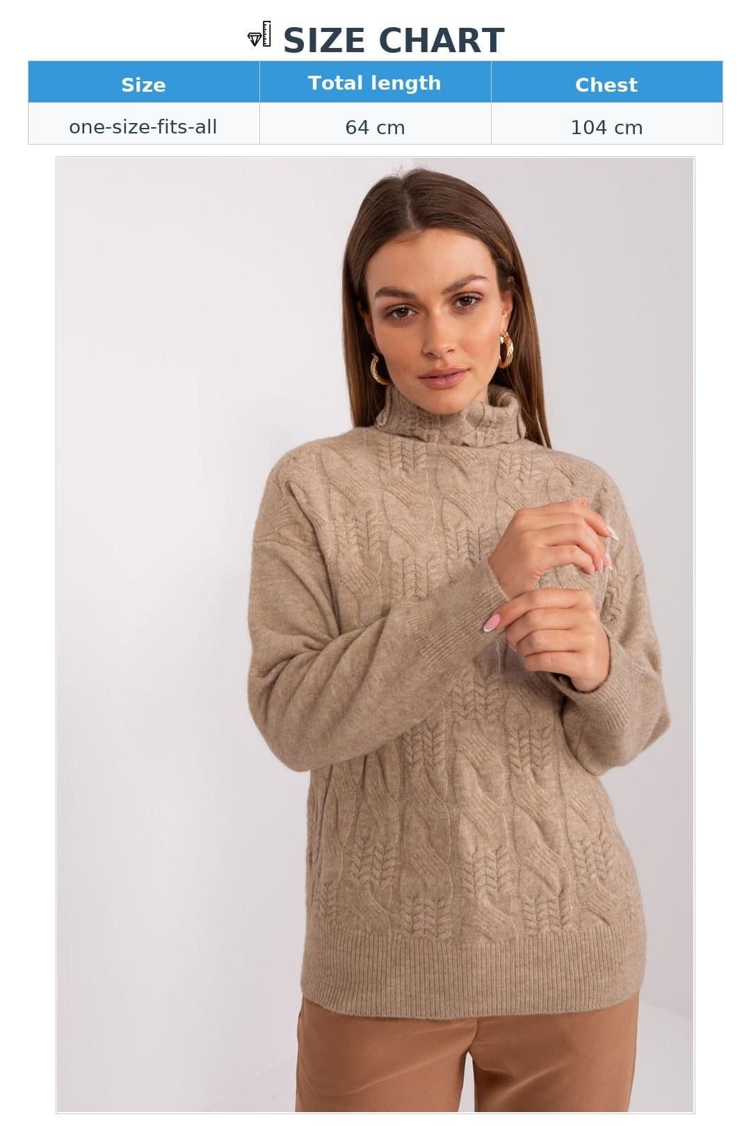 Love Lace Love Lace Women's Textured Turtleneck Acrylic Sweater in Beige - 4