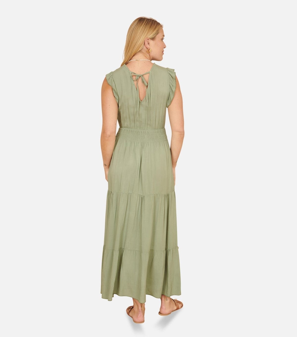 Yumi Women's Light Green Lace Trim Maxi Dress Yumi New Look - 4