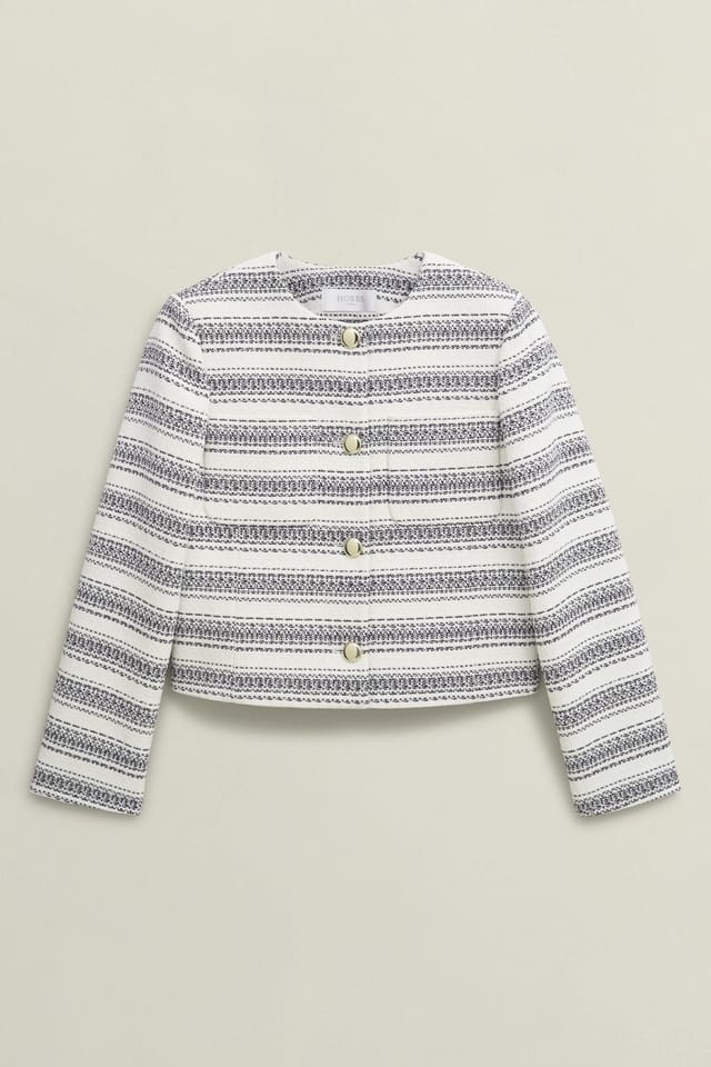 Hobbs London Hobbs London Women's Longcross Round Neck Button Front Jacket in Off-White - 2