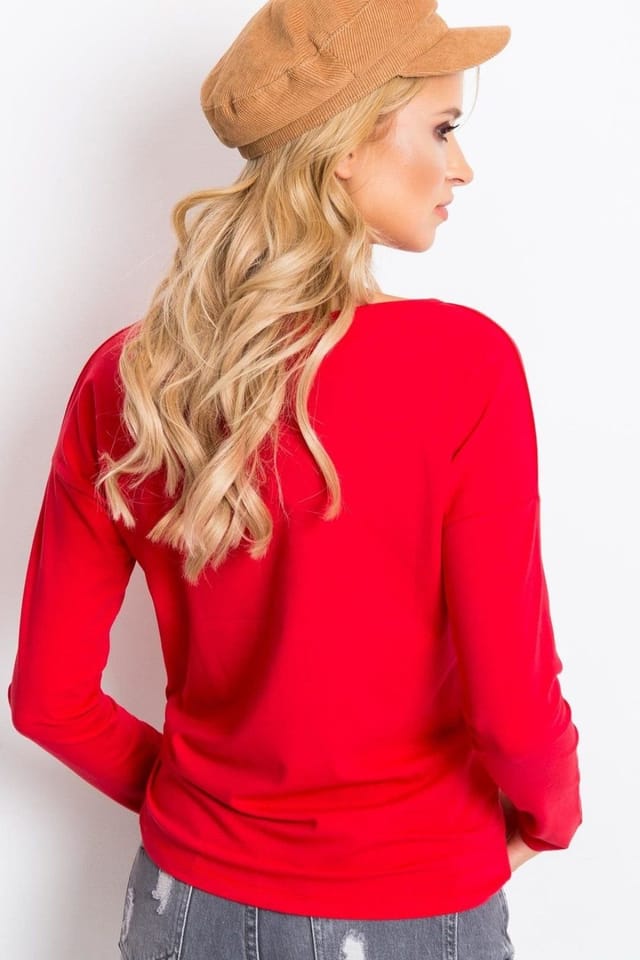 Love Lace Love Lace Women's Everyday Simple Cut Long Sleeve Blouse in Red - 3