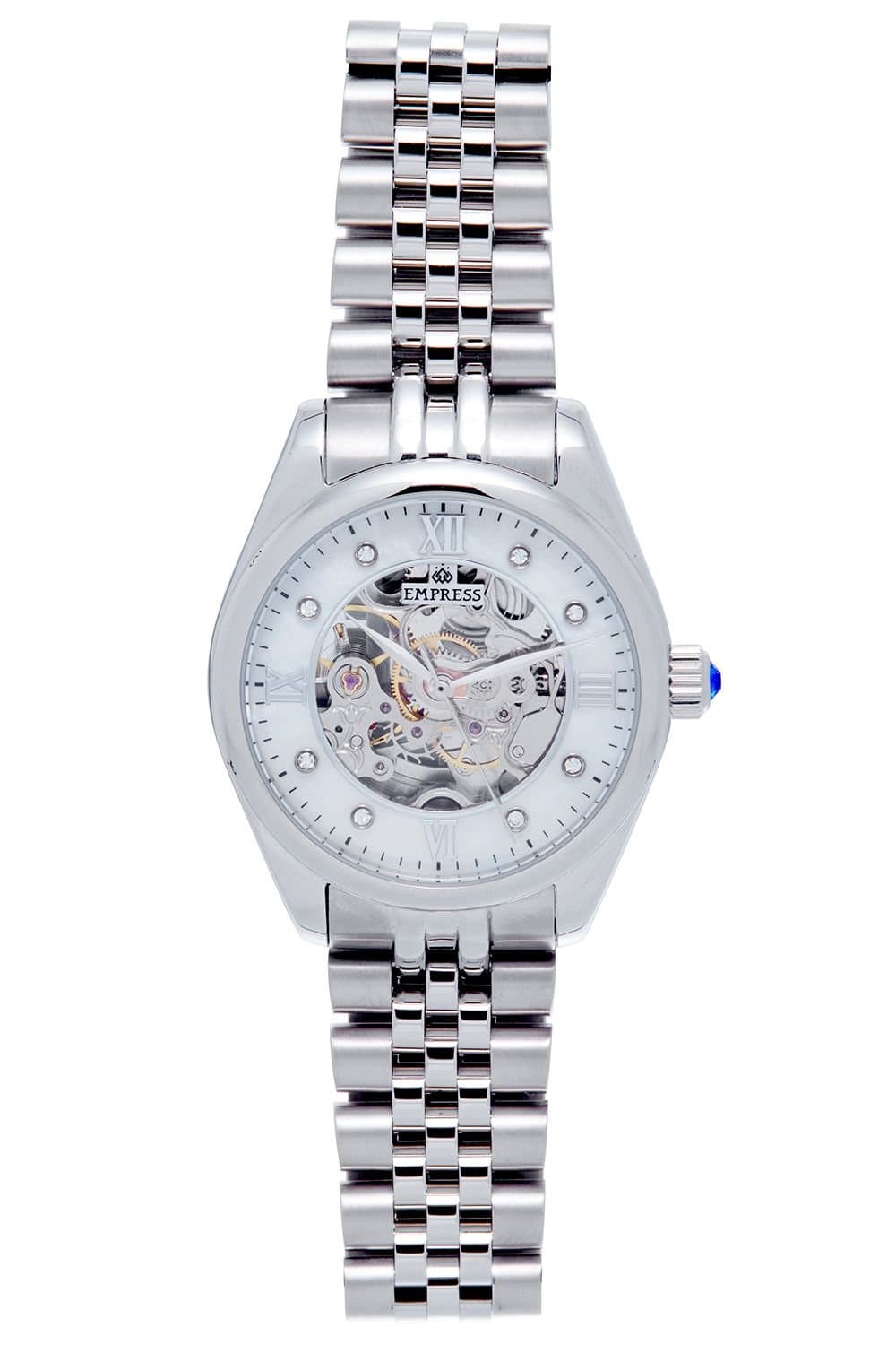 Empress Empress Women's Magnolia Automatic MOP Skeleton Dial Bracelet Watch in Silver