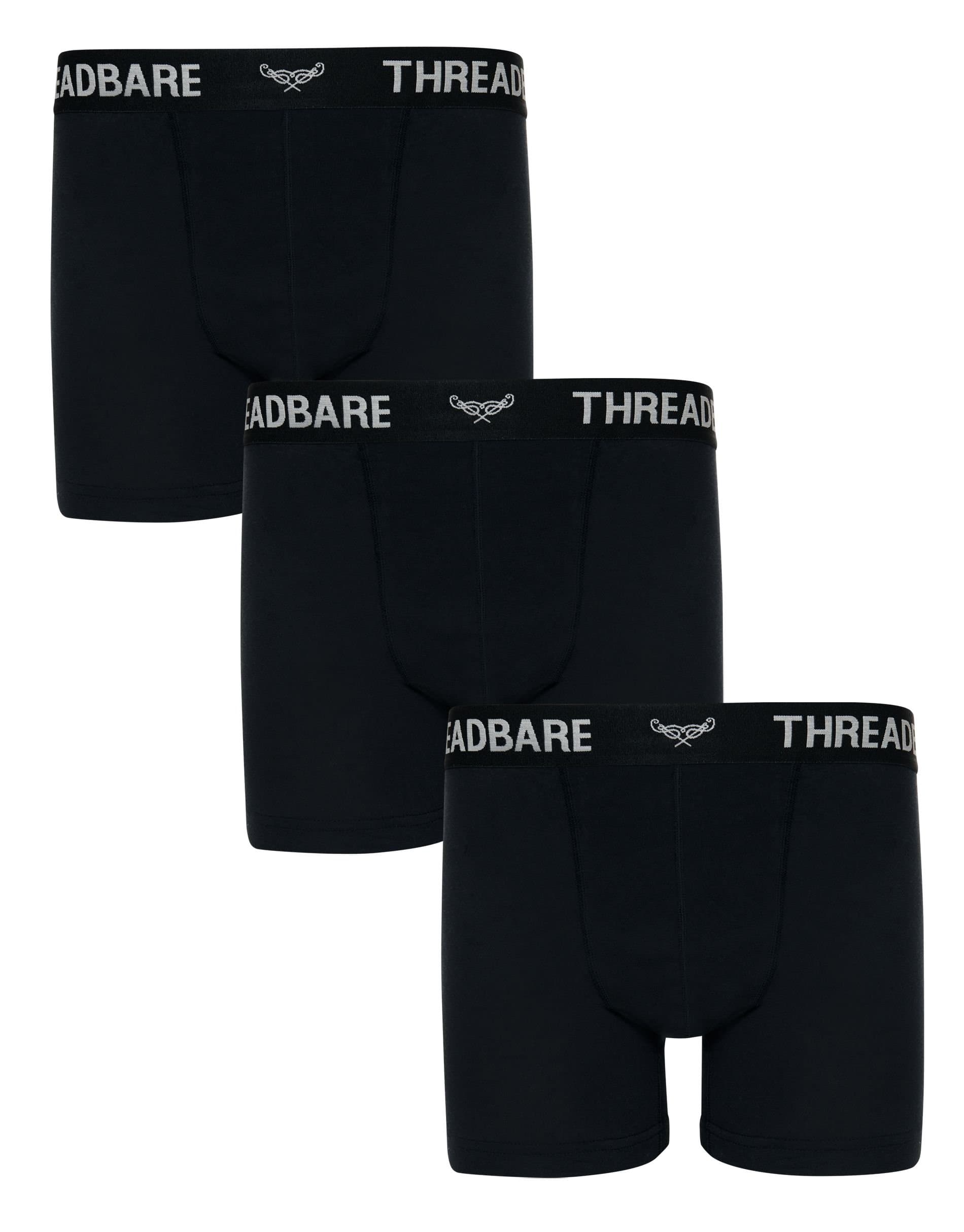 Threadbare Threadbare Men's 3-Pack 'Ernest' Hipster Fit Boxer Shorts in Black